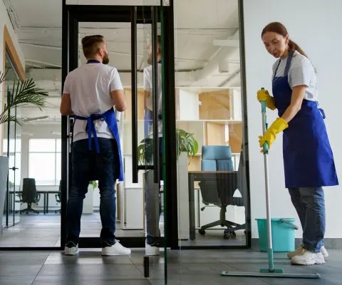 Office cleaning professionals at work in Houston
